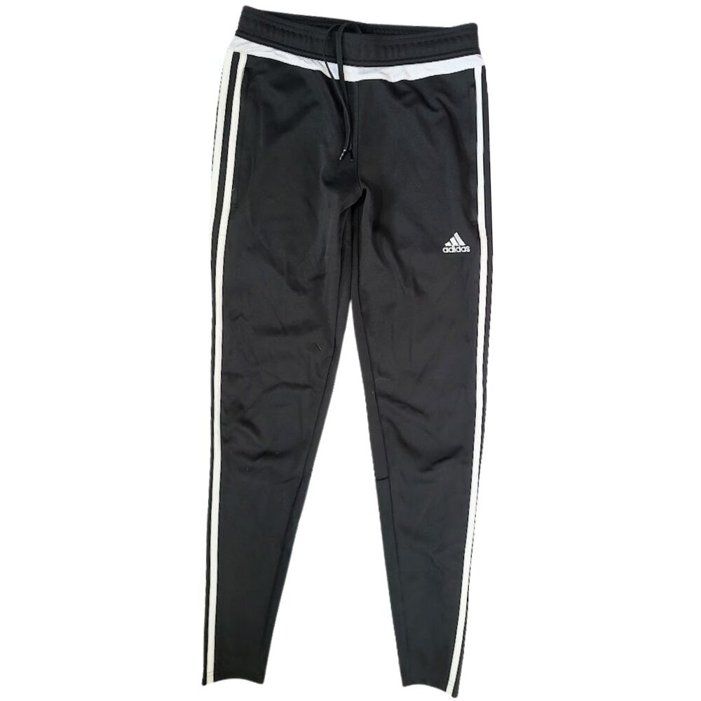 ADIDAS Black & White Striped Track Pants With Zip Legs- Women's XS (4-6)